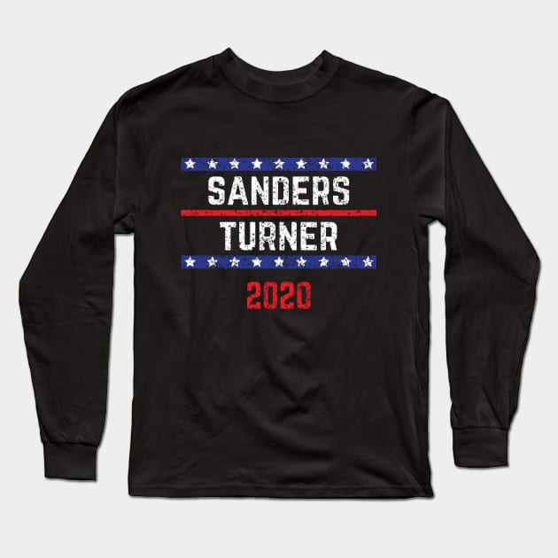 Bernie Sanders 2020 and Nina Turner on the One Ticket Vintage Distressed Long Sleeve T-Shirt by YourGoods